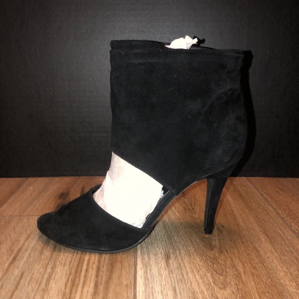 Matisse Ashland Black Leather Stiletto Open Toe Slip On Heels Women's Size 8 New